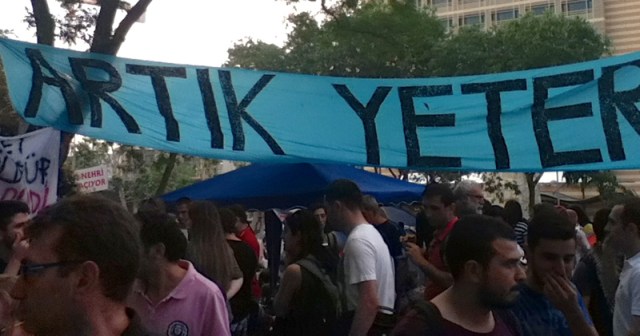 Protest banner in Gezi Park - "Enough Already" - photo by the author.